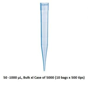 A single clear plastic pipette tip for laboratory use.