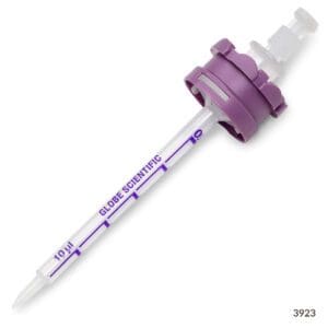A purple and white medical device, likely a dosing syringe or dropper.