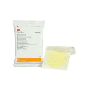 A package of yellow sticky notes and a white resealable pouch.