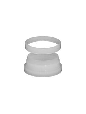 White plastic adapter or connector component.